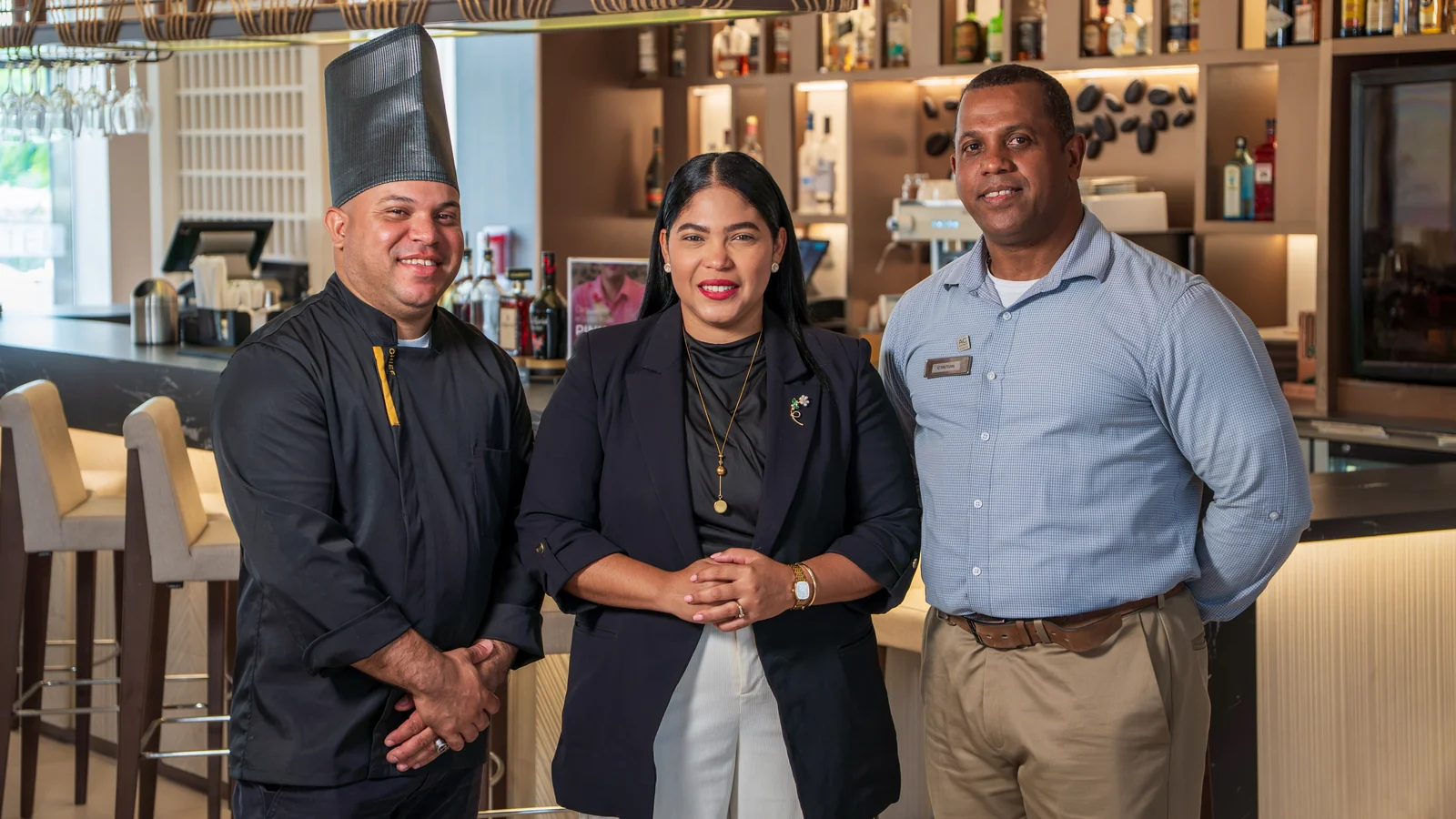 F&B team of three at the bar