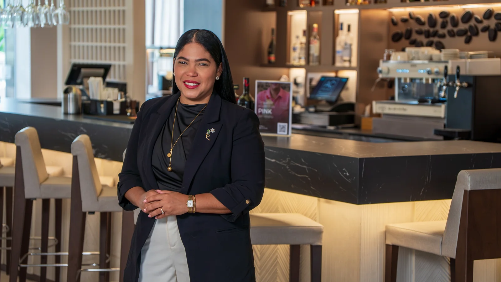 F&B manager portrait at the bar